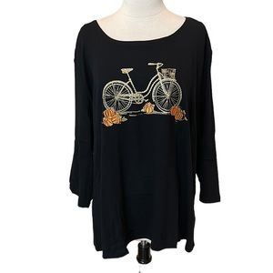 Karen Scott Fall Autumn Bicycle Pumpkin Shirt